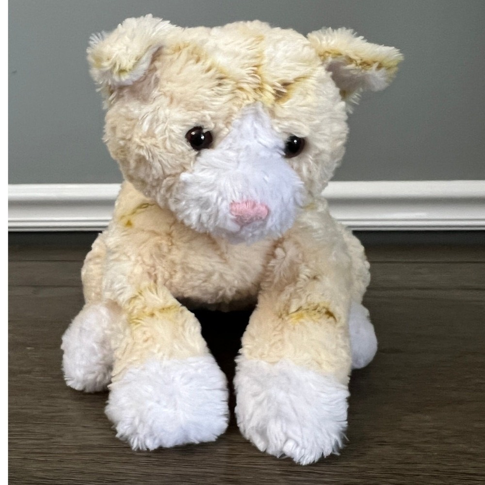 Gund Cream Tabby Cat Kitten Plush Stuffed Animal Toy Striped Yellow White 12"